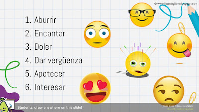 Matching Pear Deck questions for Spanish class