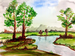 watercolor paintings easy landscapes landscape spring nature watercolour scenery painting village scene river prints draw scenes perspective point floral abode