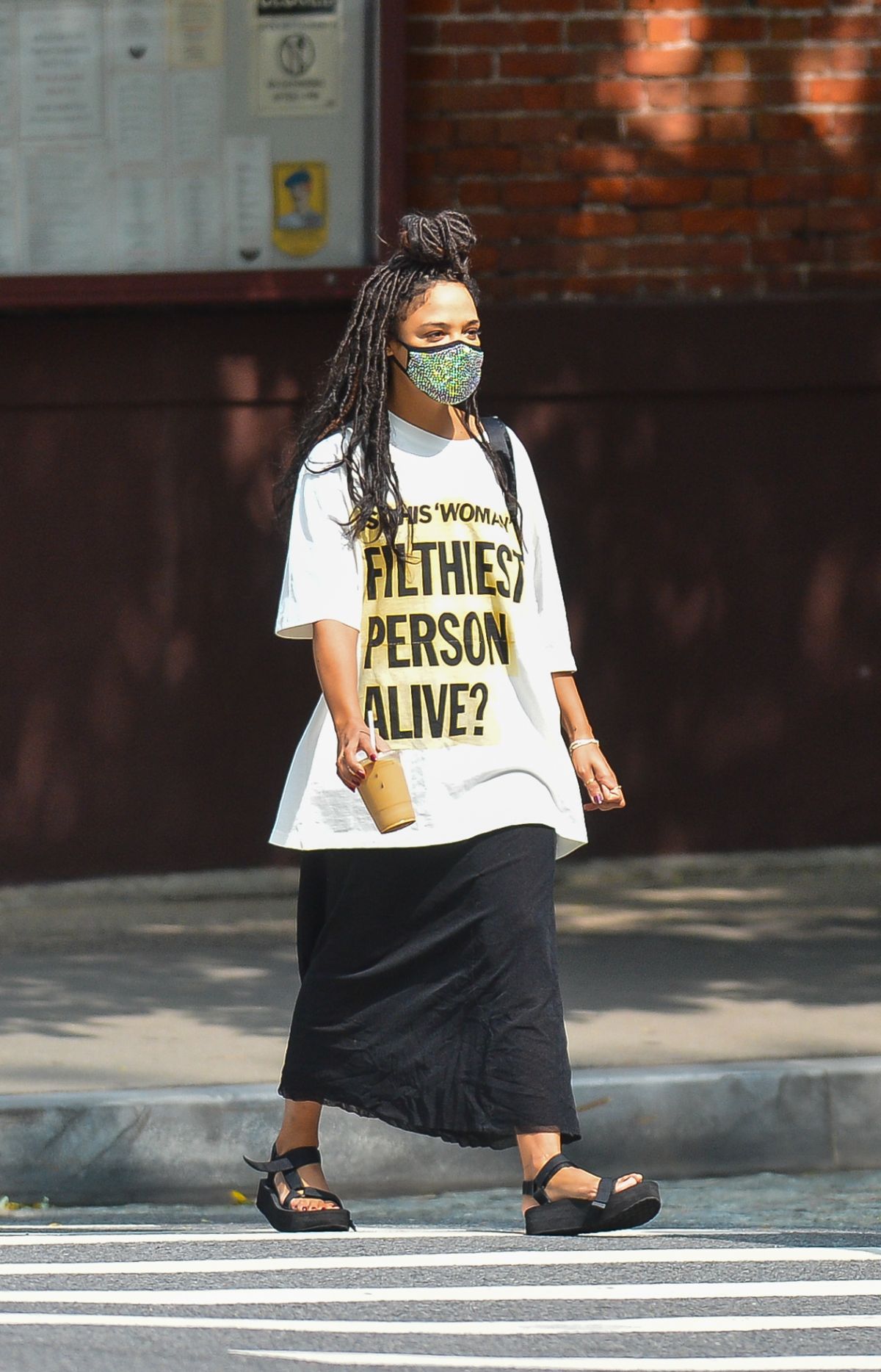 Tessa Thompson Clicked Outside with Her Dog in New York 16 Sep- 2020