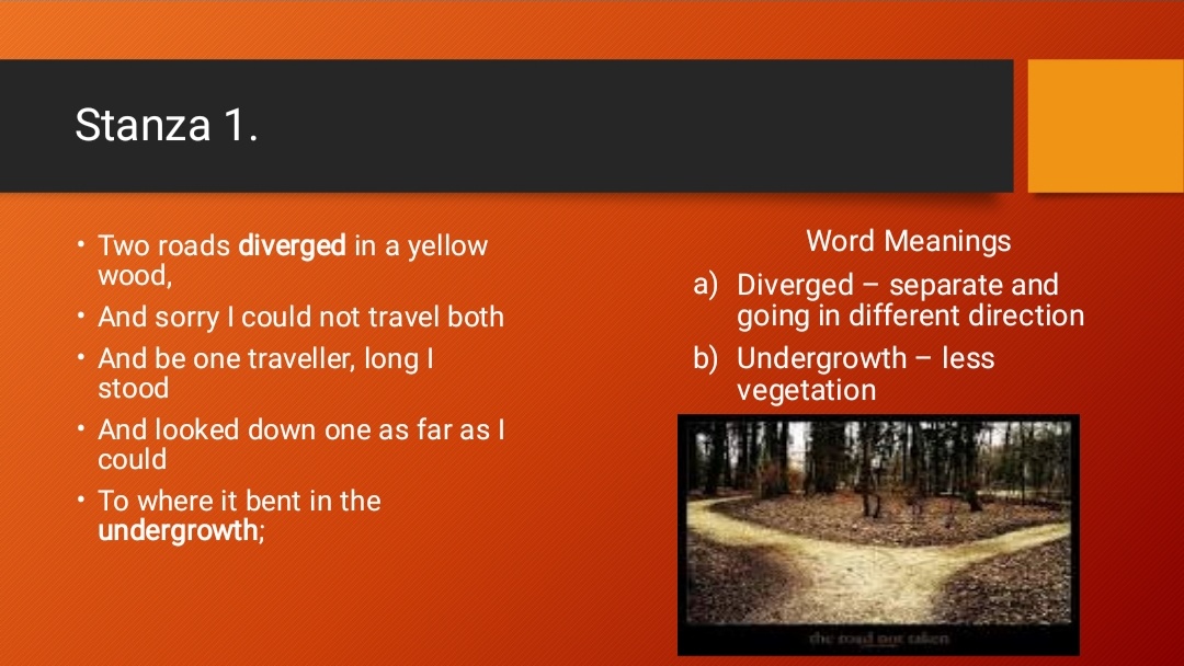 THE ROAD NOT TAKEN POETIC DEVICES AND QUESTIONS