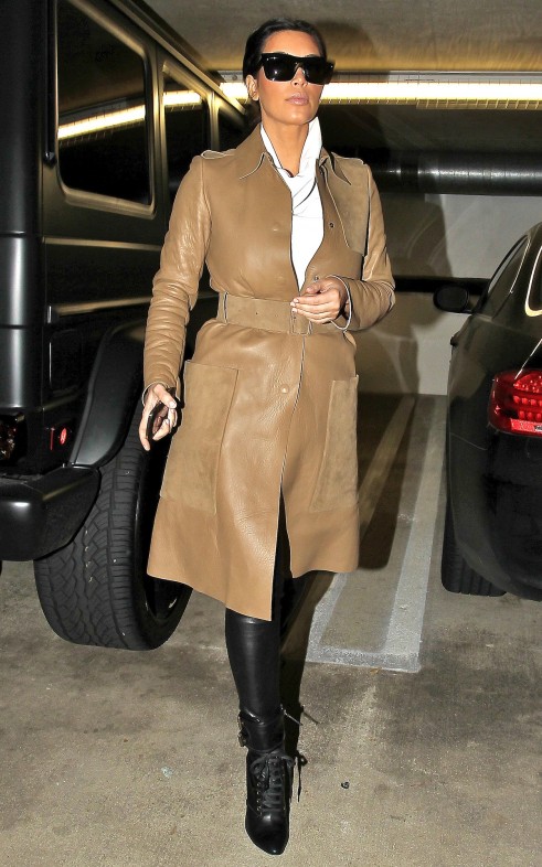 Kim-Kardashian Kanye West Leather Trenchcoat Chiropractor.