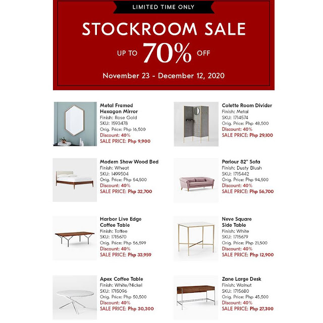 Manila Shopper West Elm Stockroom SALE Dec 2020