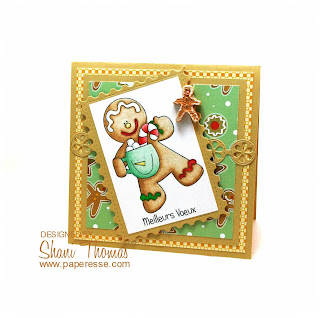 Gingerbread man Christmas card with digital stamp, by Paperesse.