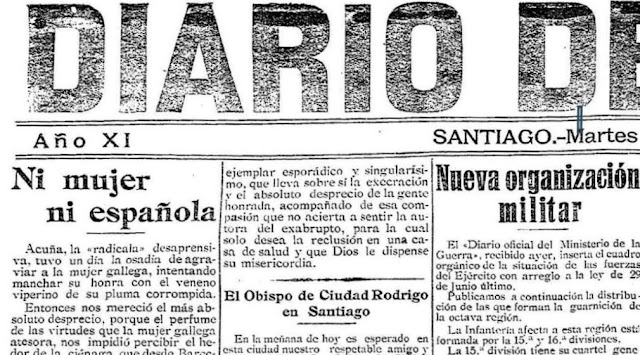 Fragmento de la portada del Diario de Galicia, de 20-8-1918