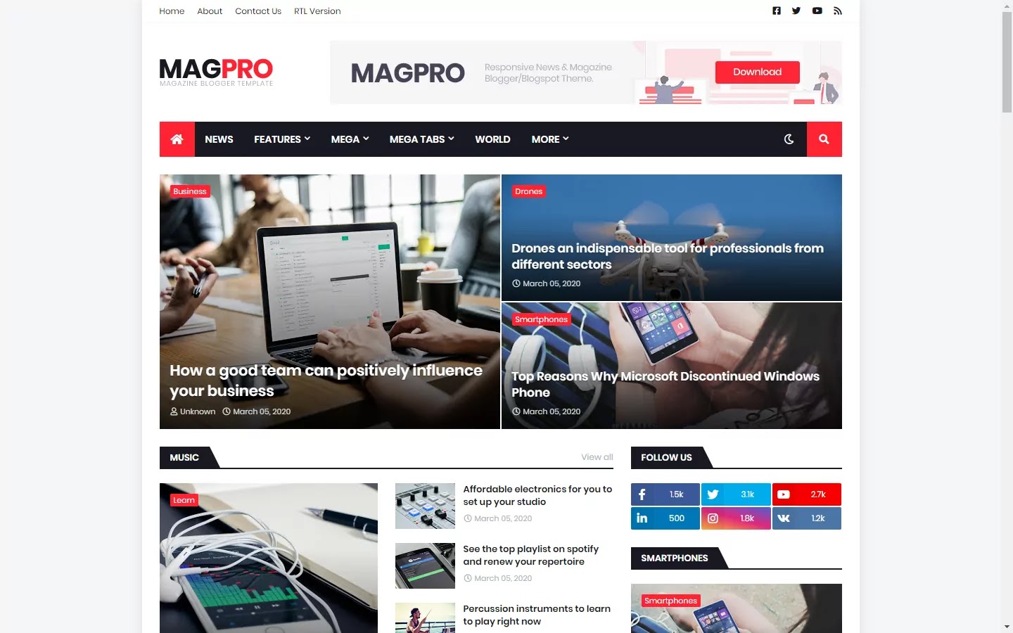 MagPro - Responsive News & Magazine Blogger Template