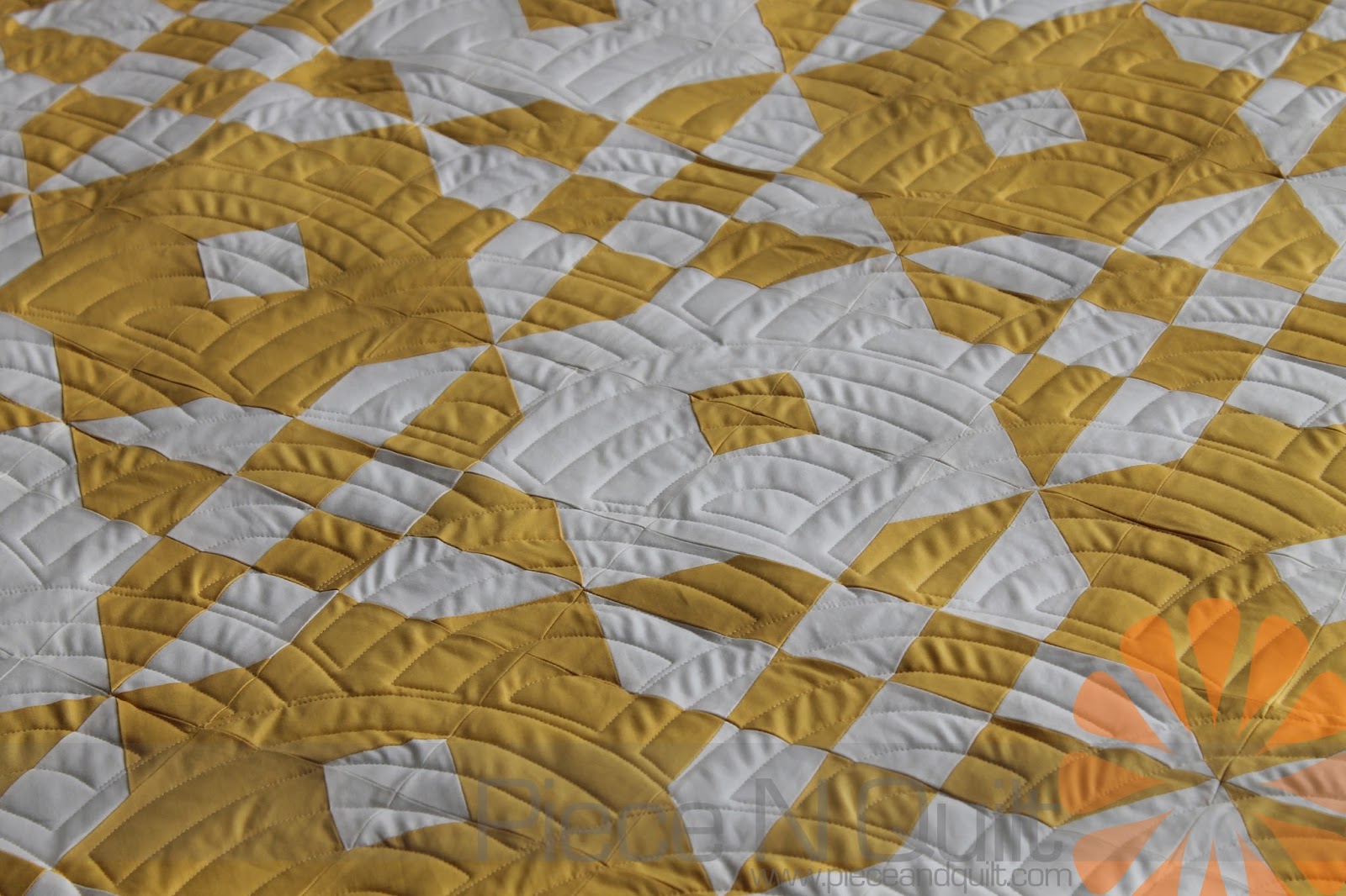Piece N Quilt Yellow & White Quilt Machine Quilting by Natalia Bonner