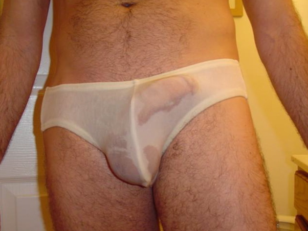 Wet, White Underwear on a nice Package.... a Perfect Combination! 