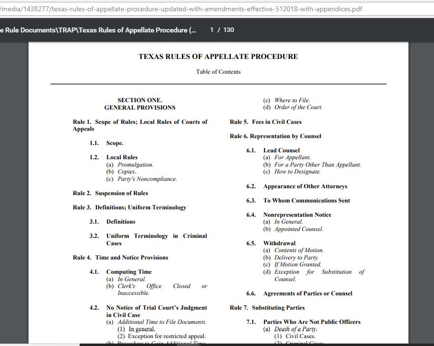 Tex.App. URL for the latest (May 1, 2018) userfiendly Version of the