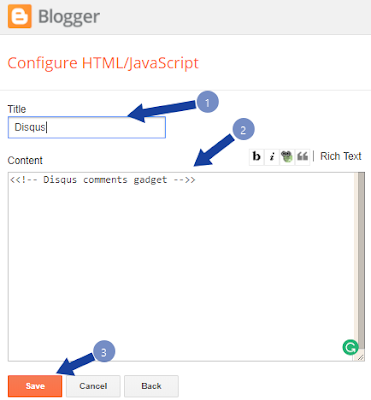 Adding Disqus Gadget to Blogger3 Add Disqus Gadget to Blogger
