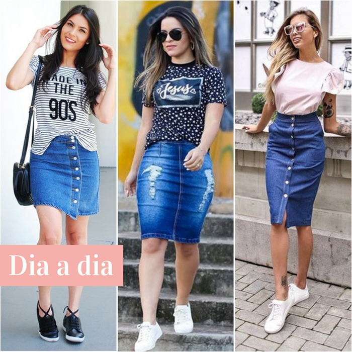 saia jeans ate joelho