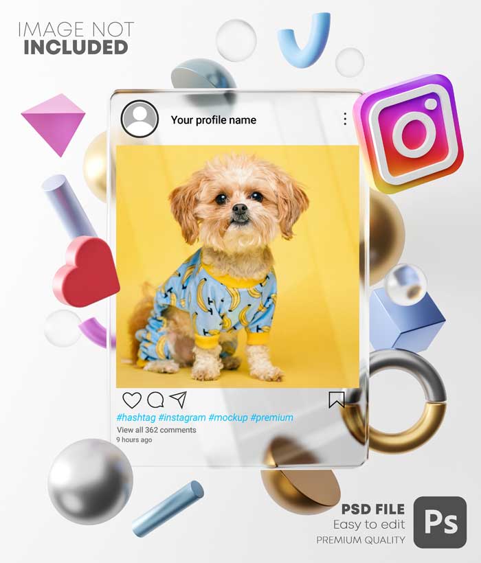 3D Shapes Bright Frame Instagram Background Post Mockup 3D Shapes Bright Frame Instagram Background Post Mockup