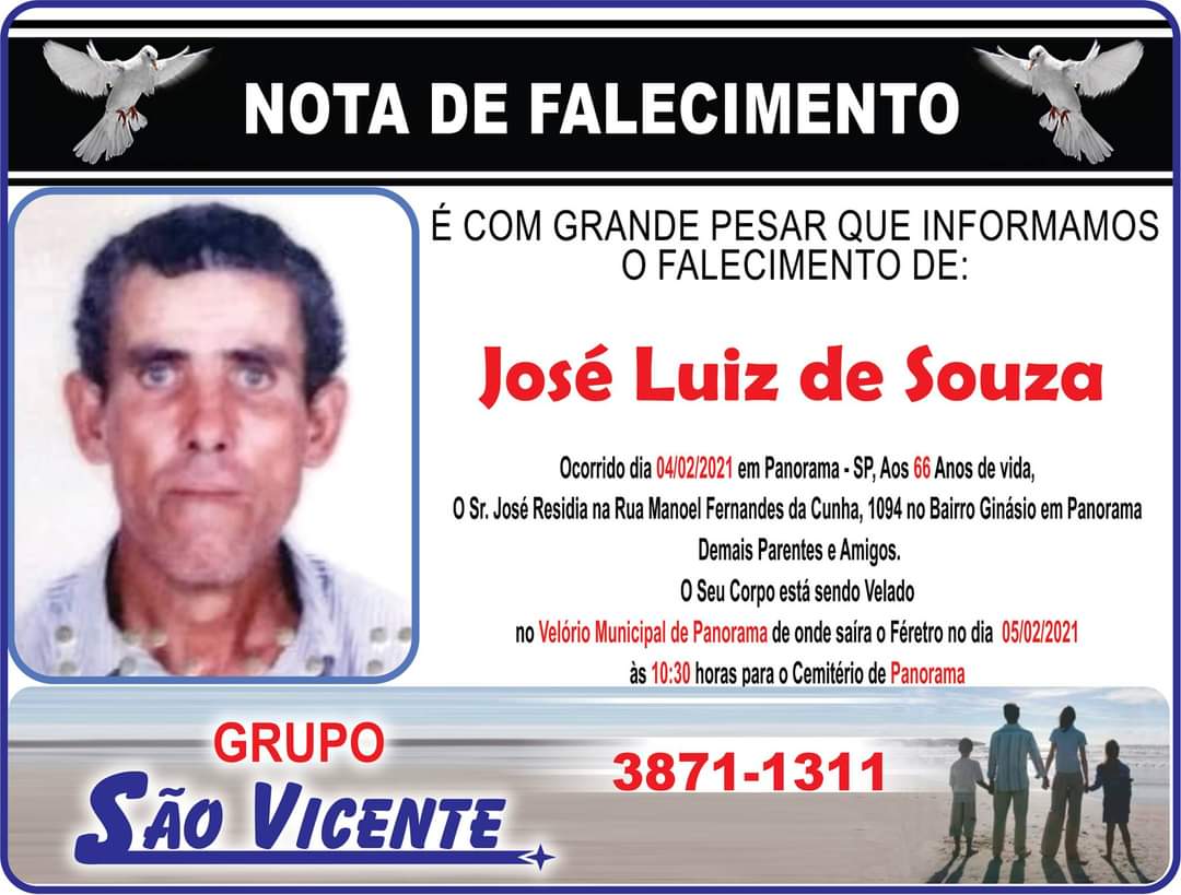 PANORAMA NOTICIA NOTA DE FALECIMENTO MORTE