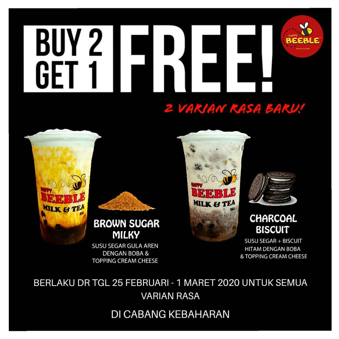 Beeble Milk & Tea Promo Buy 2 Get 1 Free Untuk 2 Varian Rasa Baru