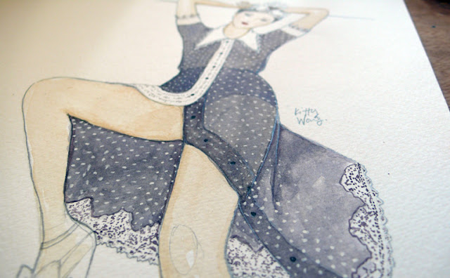 close up of polkadot dress fashion illustration