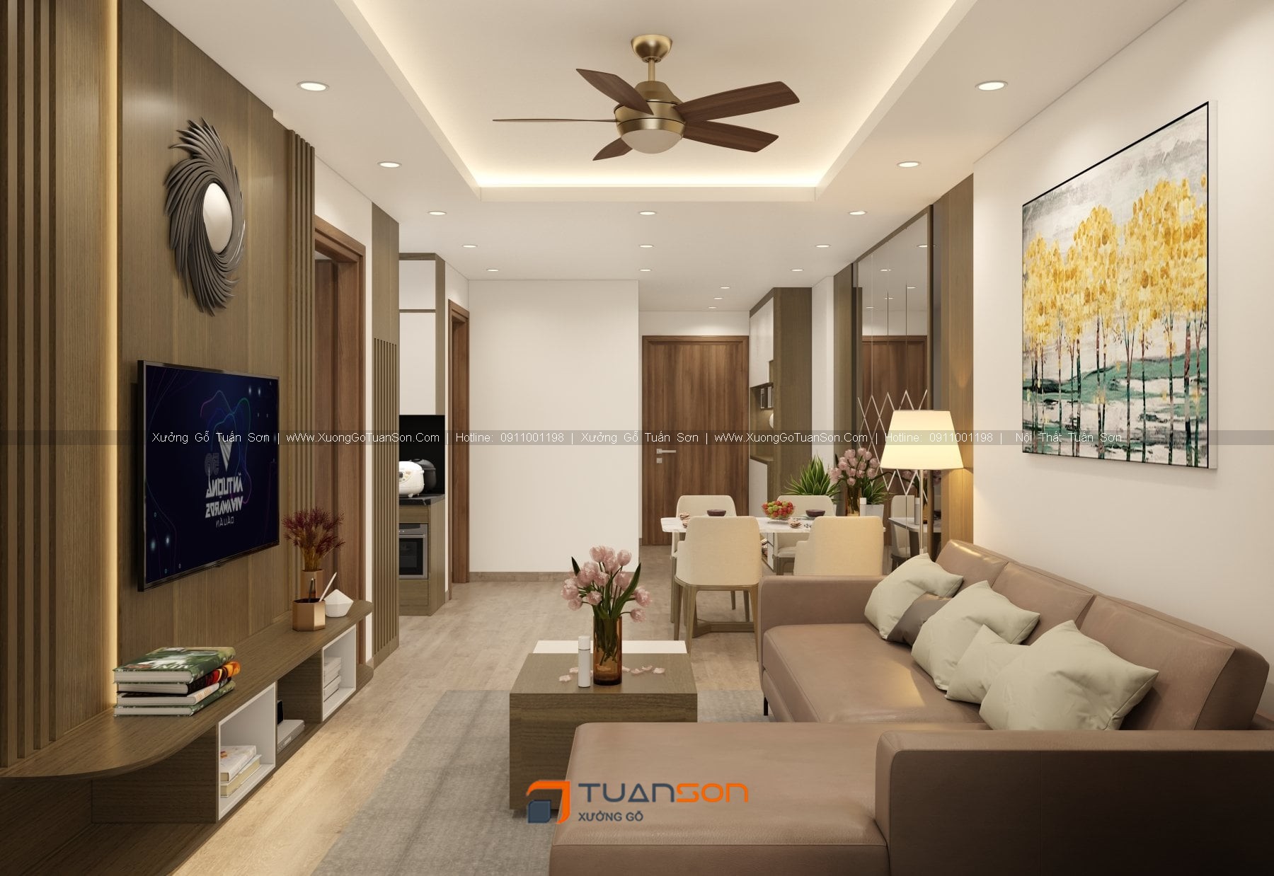 Thiết kế nội thất căn hộ 2 phòng ngủ (70m2) IEC Thanh Trì