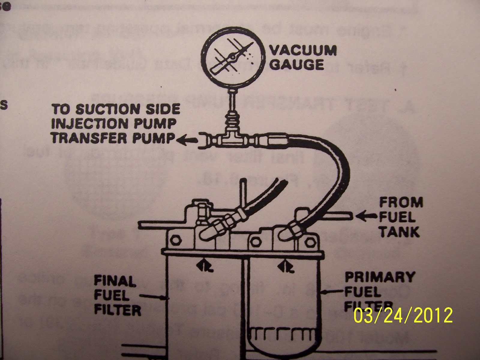 School Bus Mechanic DT 466 Fuel Inlet Restriction Test