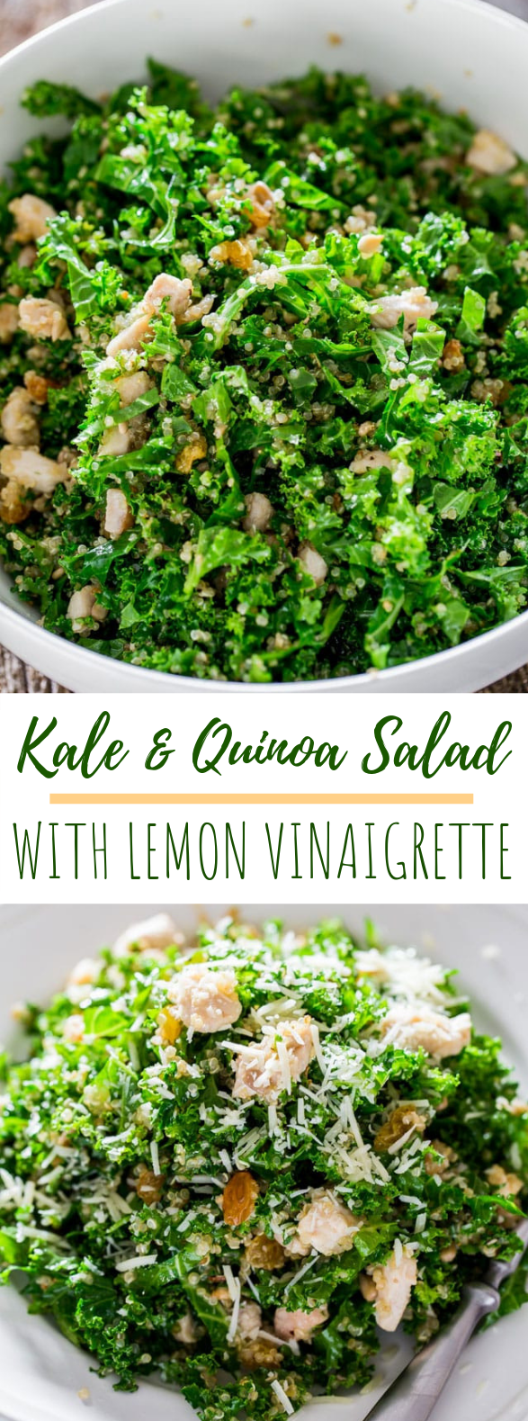 KALE AND QUINOA SALAD WITH LEMON VINAIGRETTE #vegetarian #salads