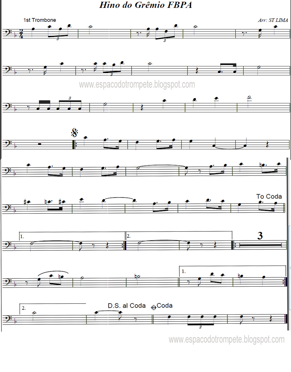 Hino do Grêmio FBPA e Trombone Partitura Espaço do Trompete Tudo o que Você Hino do Grêmio FBPA e Trombone Partitura Espaço do Trompete Tudo o que Você