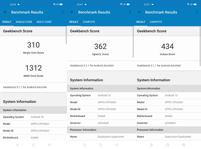 Benchmark Geekbench 5 Oppo A52