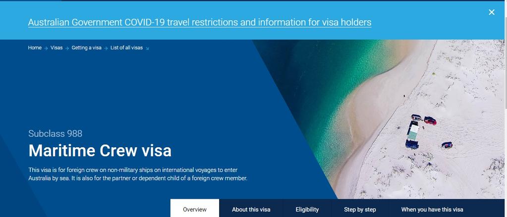 Australia Maritime (subclass 988) Visas (MCVs) - IMPORTANT INFORMATION - Christmas/New Year period closure of the Maritime Global - yodisphere.com