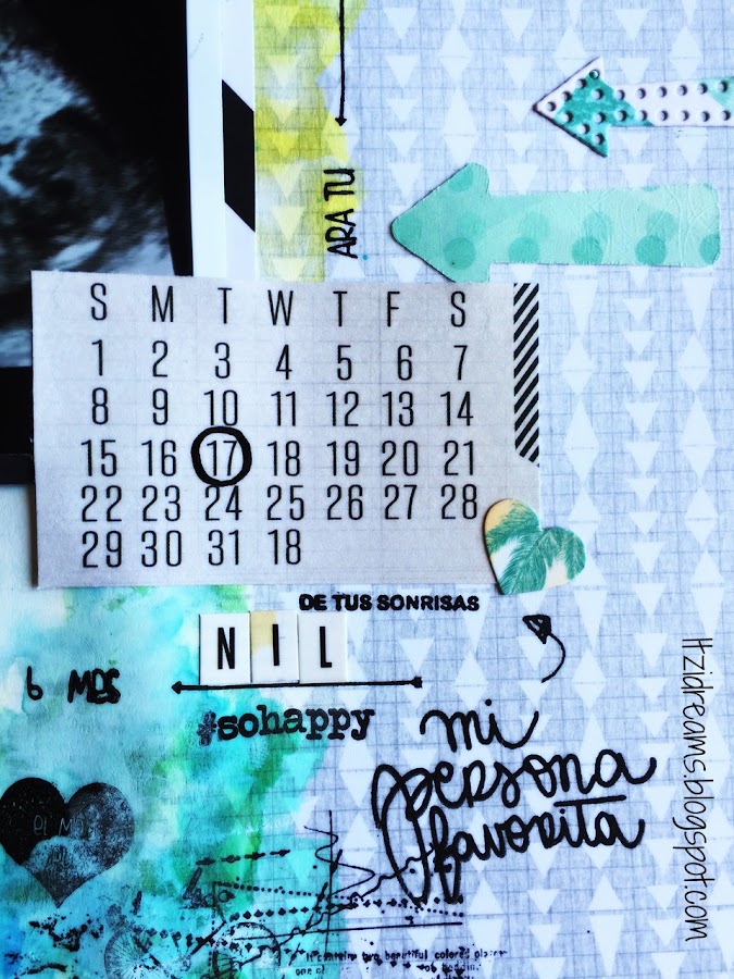 Watercolor Peerless, lay out con teniques Mix Media, sellos Lora Bailora, Sellos Yoy scrap