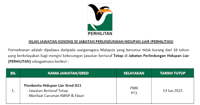perhilitan jawatan kosong