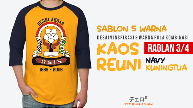 desain kaos reuni pola kombinasi raglan