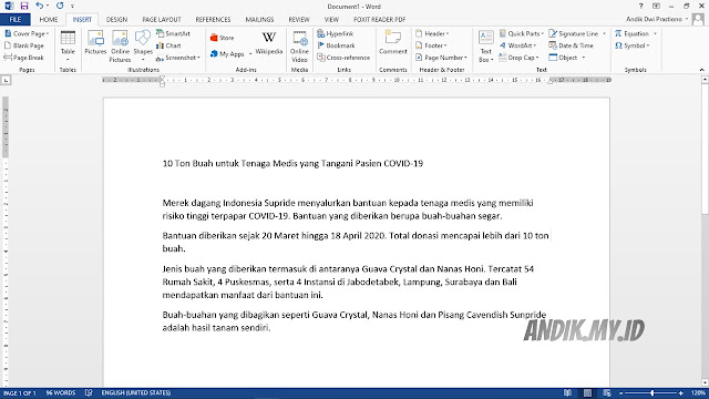 drop cap, membuat huruf besar di awal paragraf, tutorial, microsoft word, microsoft office