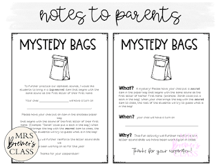 A fun phonics letter sounds literacy activity for the whole class! Students try to guess what is in the Mystery Bag, based on the letter's sound. An engaging and exciting activity that promotes letter sound learning in Kindergarten. #phonics #mysterybags #kindergarten #literacy #alphabet #lettersounds #kindergartenactivities