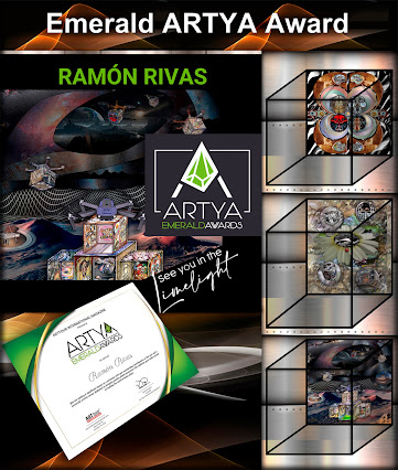 Obras de Ramón Rivas y Certificado del Premio EMERALD ARTYA 2021