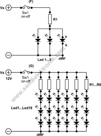3 Led paralel 3 Led paralel with resistors