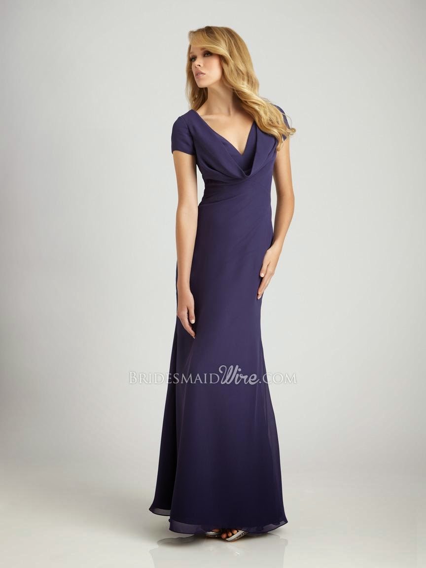 Elegant Fitted Long Bridesmaid Gown with Cap Sleeves and Dramatic Cowl Neckline-2