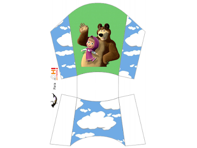 Masha y el Oso: Cajas para Imprimir Gratis. Esta es para patatas o papas fritas de Masha y el Oso.