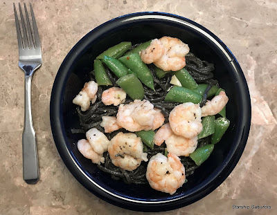 Plated Shrimp and Squid Ink Spaghetti