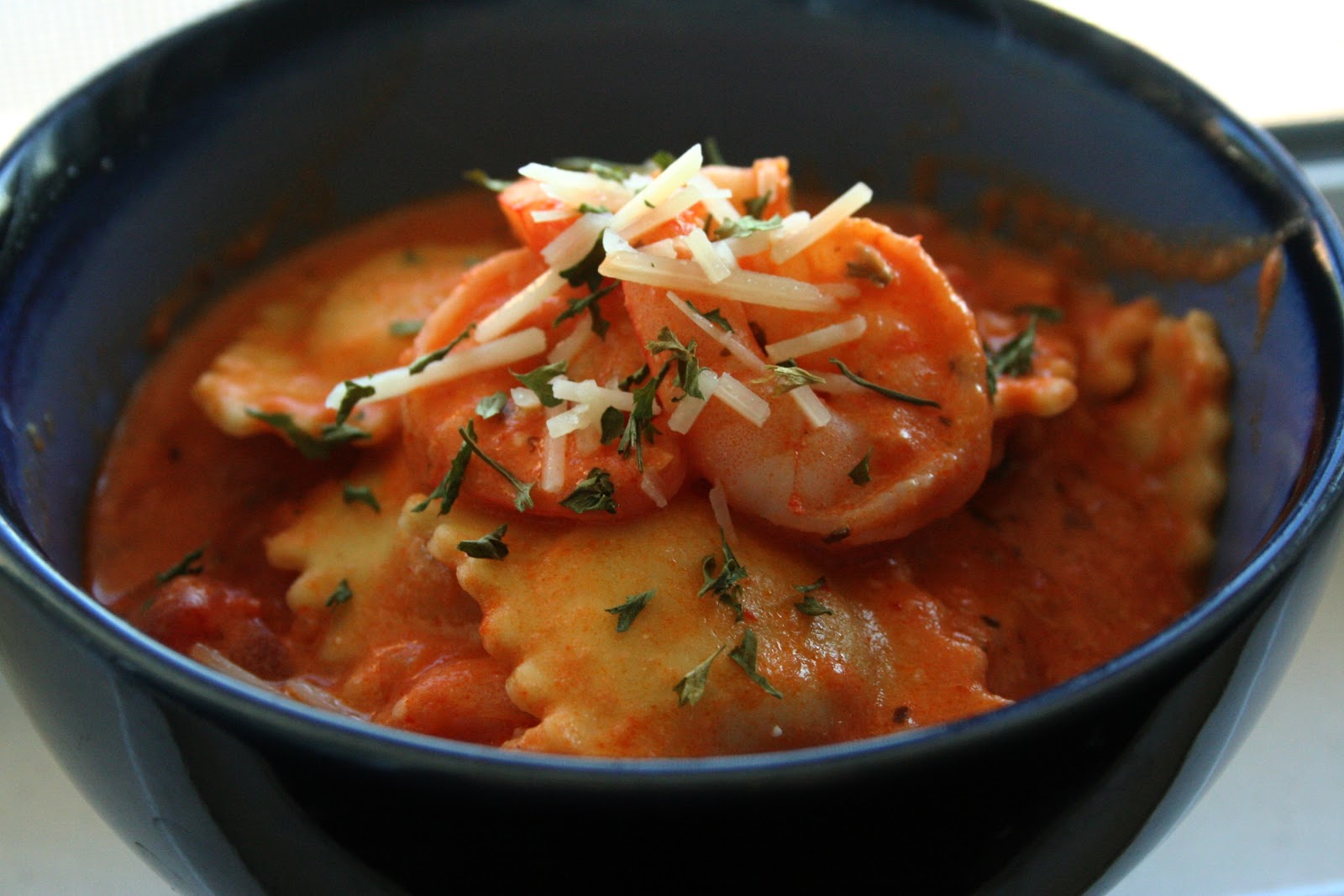 Spirited Spoon Shrimp & Four Cheese Ravioli with Vodka Cream Sauce