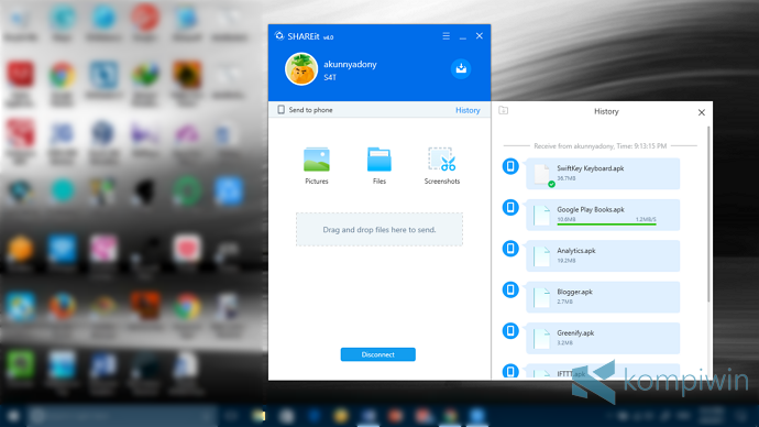 mengambil file apk dengan shareit