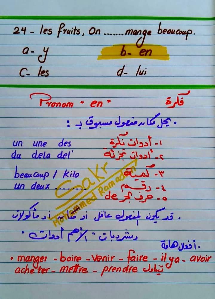 أهم ٣٠ فكرة لقواعد اللغة الفرنسية للصف الثالث الثانوى مسيو/ محمد رمضان 24