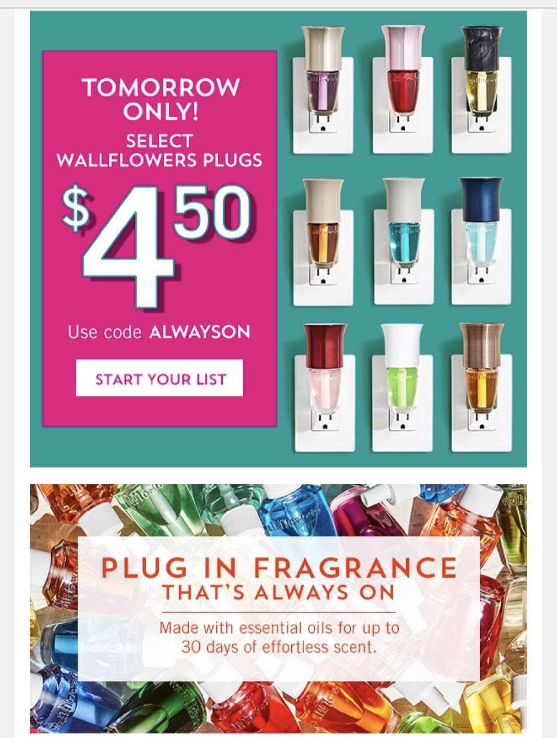 Life Inside the Page Bath & Body Works Tomorrow's Wallflower Sale