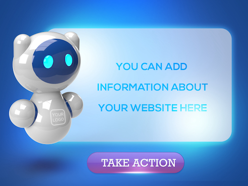 3D Robot sideview with banner psd