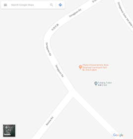 Google Maps for the intersection of Baisha Road and Dongguan Road in Jiangmen