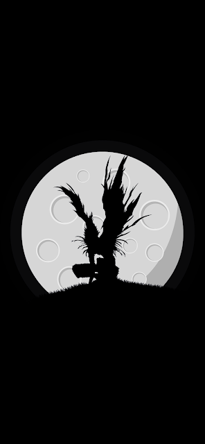 ryuk silhuete in a moon amoled wallpaper anime death note for mobile phone