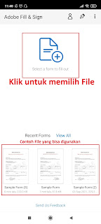 Halaman utama aplikasi Fill & Sign