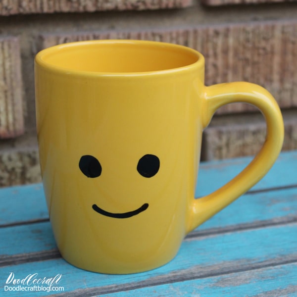 How to make a lego minifigure face on a ceramic mug.