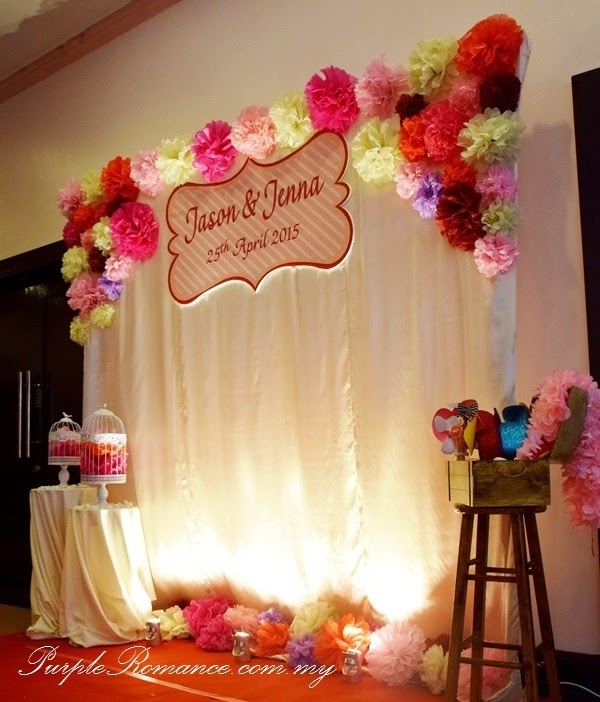 greb Tante guiden Pom Pom Flowers Decoration at Bukit Jalil Golf & Country Resort Ballroom |  Purple Romance Event (Malaysia)