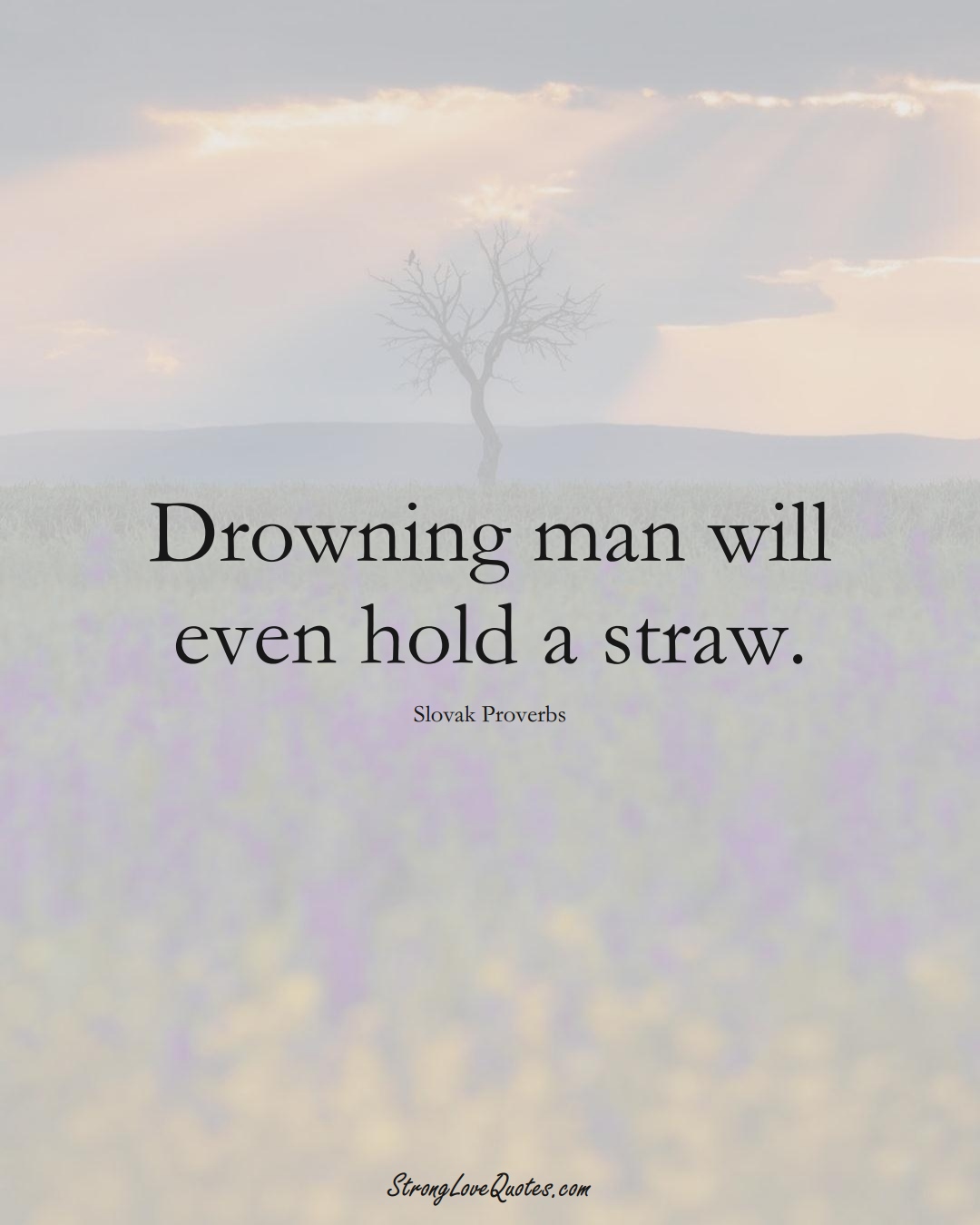 Drowning man will even hold a straw. (Slovak Sayings);  #EuropeanSayings
