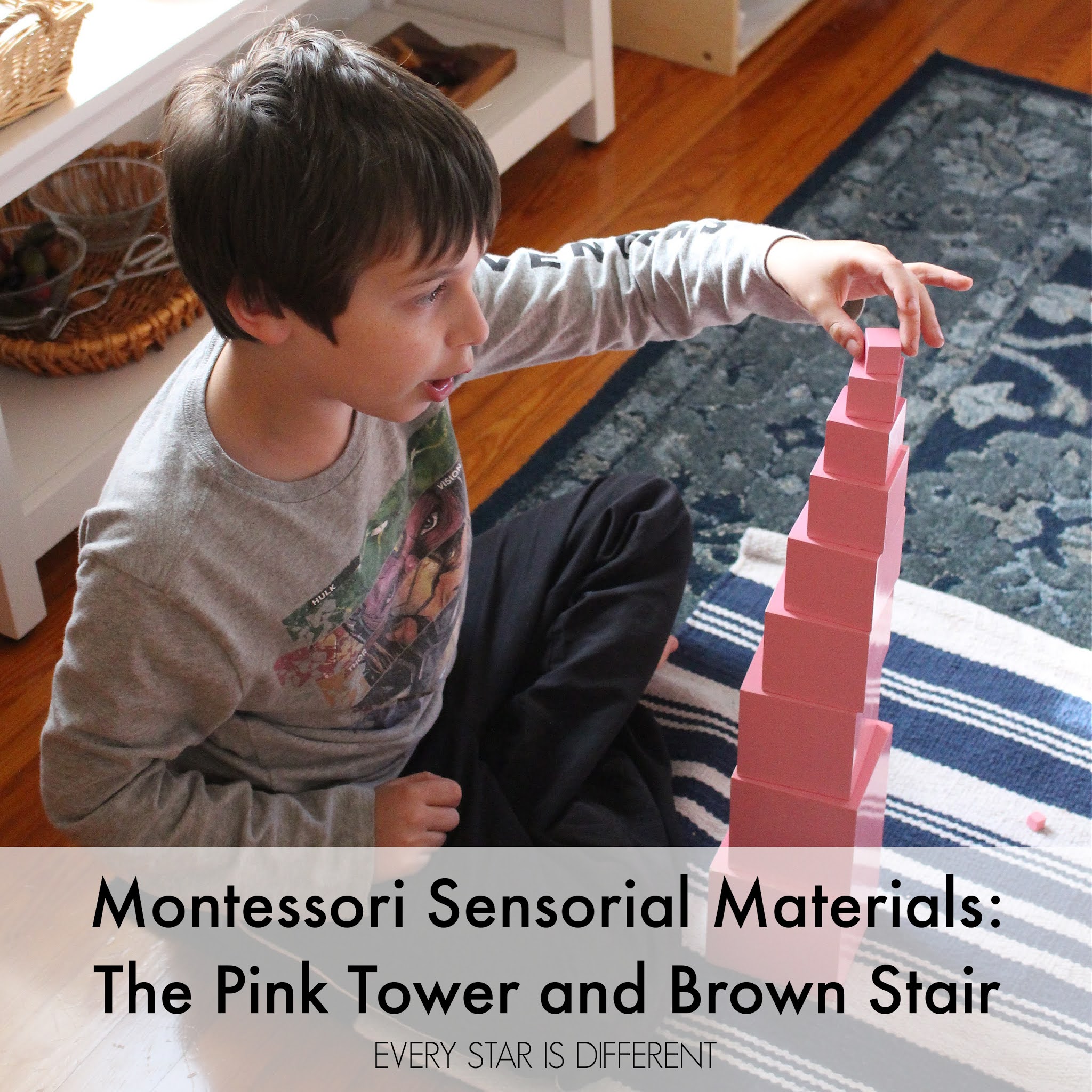Montessori Sensorial Materials: Pink Tower and Brown Stair