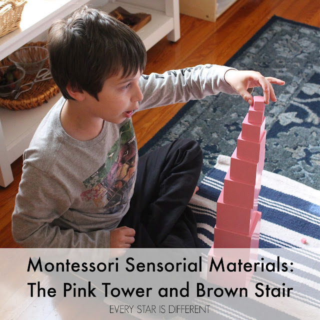 Montessori Sensorial Materials: The Pink Tower and Brown Stair