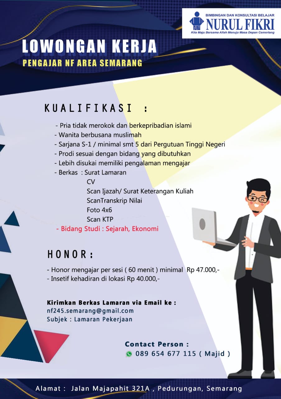Lowongan Kerja Pengajar Nurul Fikri Area Semarang 2020 Campusnesia Co Id