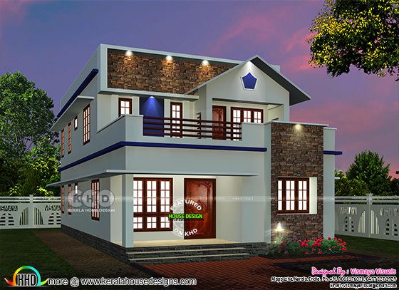 1819 sq-ft 3 bedroom modern style Kerala home