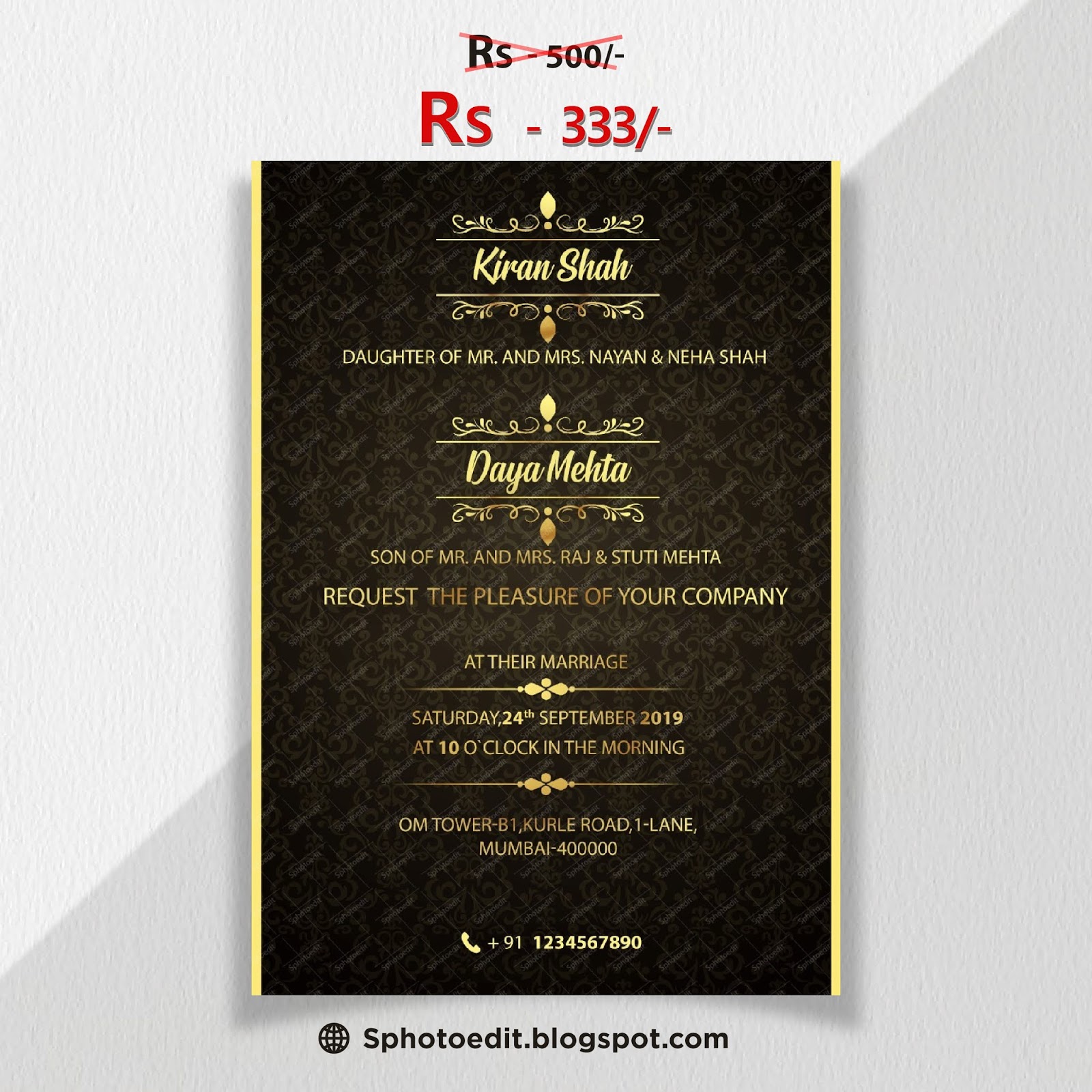 Online wedding invitation Sphotoedit Free actions and PSD